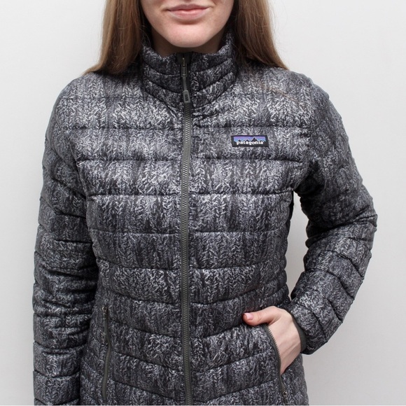 Patagonia Jackets & Blazers - Patagonia Down Sweater Tree Patterned Black White Puffer Jacket